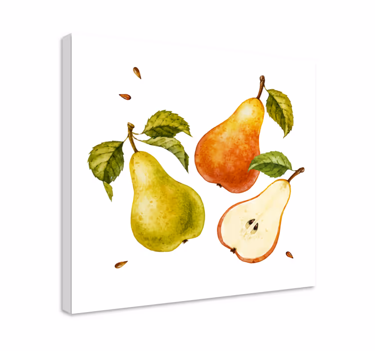 Dipinto frutta e natura morta trio di pere fresche - TenStickers
