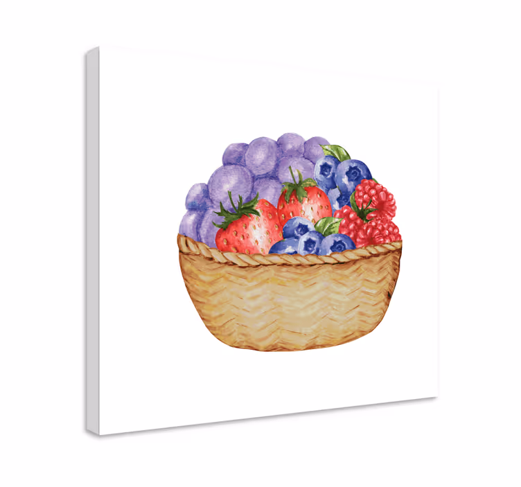 Dipinto frutta e natura morta cesto di frutta abbondante - TenStickers
