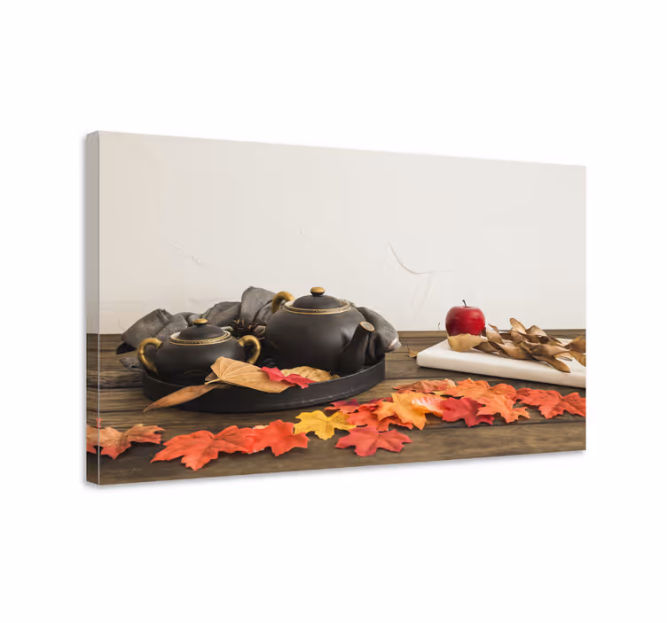 Quadro paesaggio disposizione del tè autunnale - TenStickers