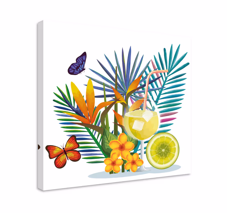 Dipinto fiori e piante composizione bevande tropicali - TenStickers