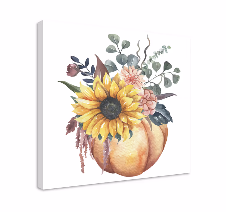 Quadro frutta e natura morta Girasole morto e zucca - TenStickers