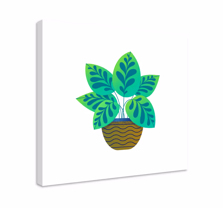 Dipinto fiori e piante fogliame verde lussureggiante - TenStickers