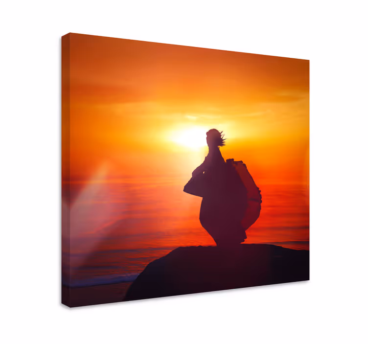 Quadro astratto silhouette al tramonto - TenStickers