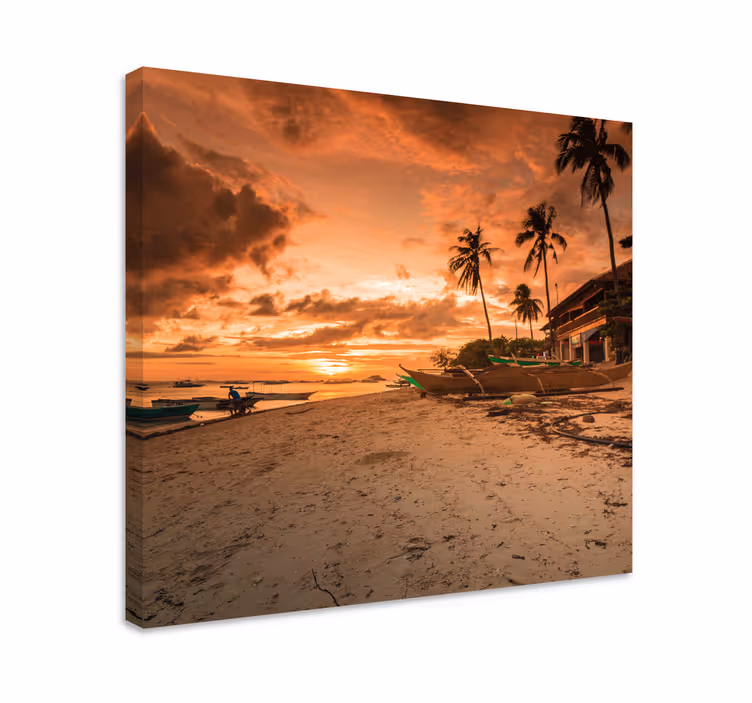 Quadro paesaggio sereno tramonto sull'acqua - TenStickers