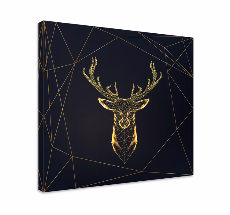 Quadro con cervo nero e oro - TenStickers
