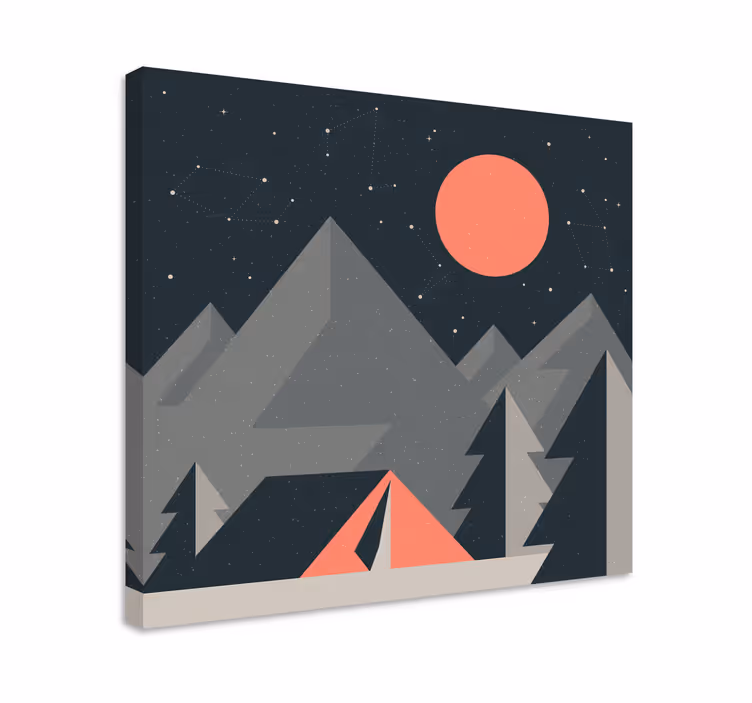Quadro paesaggio scena di campeggio in montagna - TenStickers
