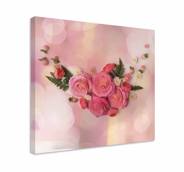 Dipinto fiori e piante bouquet di fiori rosa - TenStickers