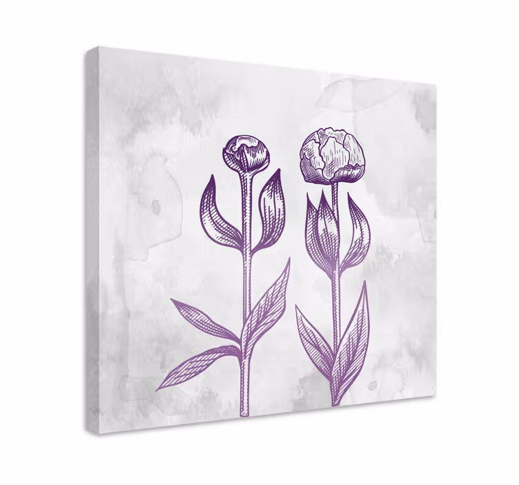 Dipinto fiori e piante tulipani viola sbocciano - TenStickers