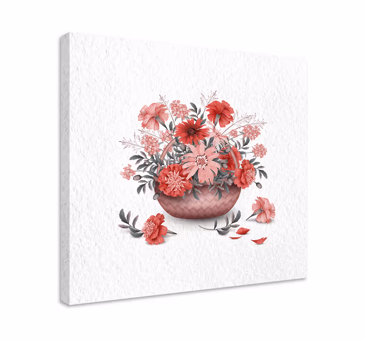 Dipinto fiori e piante composizione in cesta floreale - TenStickers