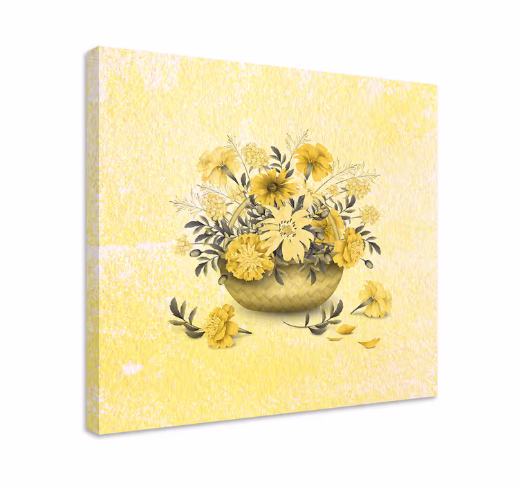 Dipinto fiori e piante composizione floreale gialla - TenStickers