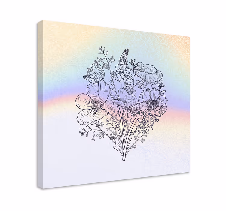 Dipinto fiori e piante contorno bouquet floreale - TenStickers