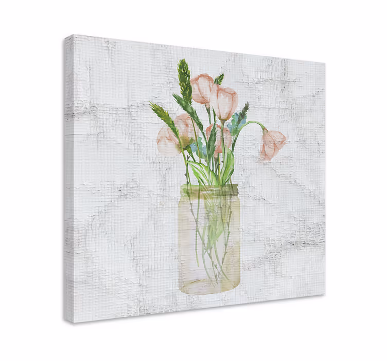 Dipinto fiori e piante vaso di fiori rosa - TenStickers