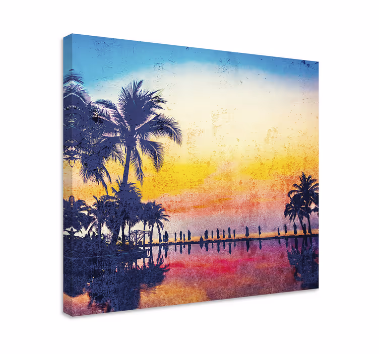 Quadro paesaggio riflesso di palme in silhouette - TenStickers