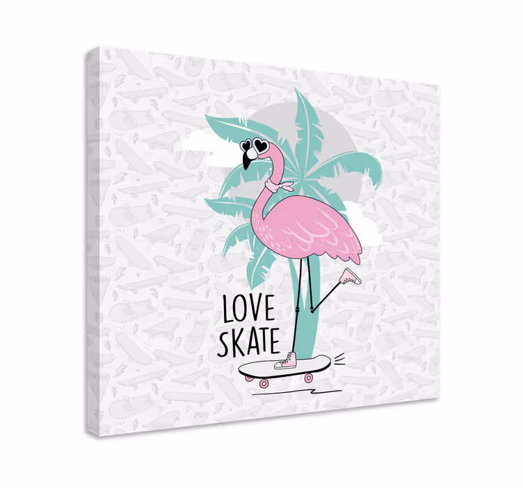 Quadro con animali e insetti fenicottero skateboard - TenStickers