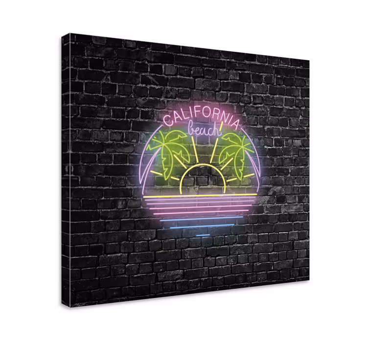 Quadro città e paesi spiaggia di california neon - TenStickers