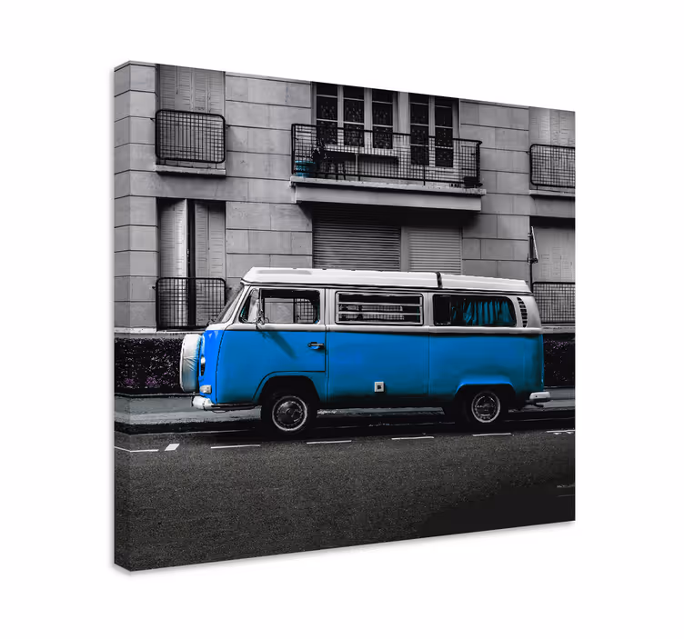 Quadro città e paesi furgone blu classico - TenStickers
