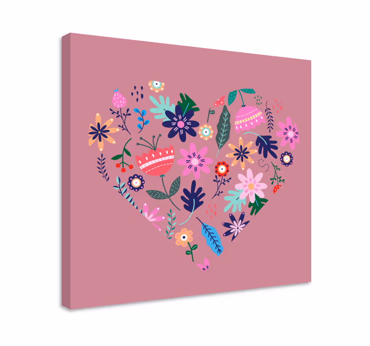 Dipinto fiori e piante composizione floreale cuore - TenStickers