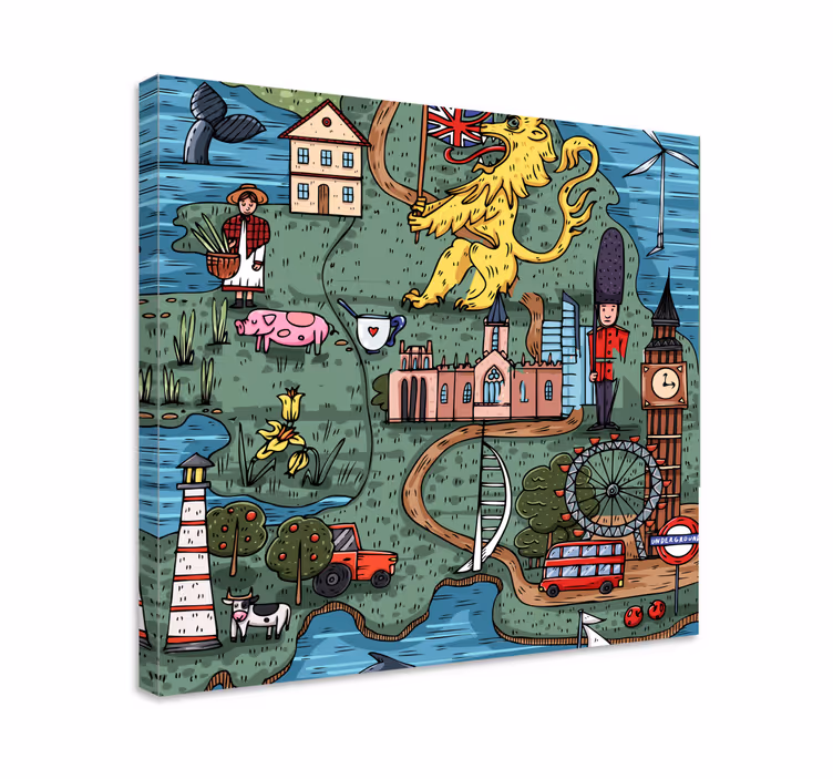 Quadro città e paesi mappa dell'inghilterra - TenStickers