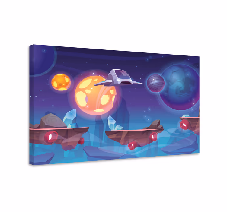 Quadro videogioco scena di avventura spaziale - TenStickers
