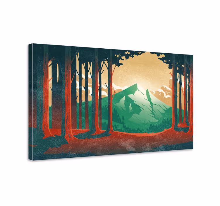 Quadro paesaggio montagne e alberi - TenStickers
