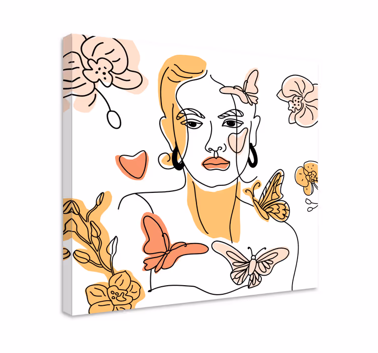 Dipinto fiori e piante ritratto floreale stilizzato - TenStickers