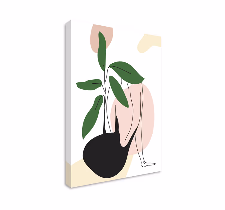 Quadro astratto figura femminile con piante - TenStickers