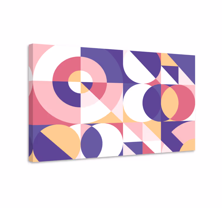 Dipinto geometrico cerchi e triangoli viola - TenStickers