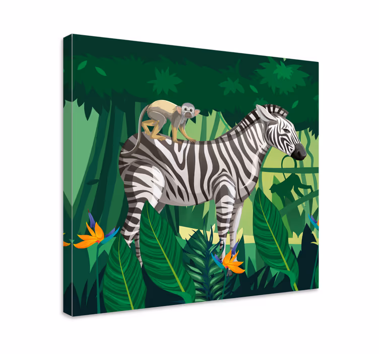 Quadro con animali e insetti zebra e scimmia - TenStickers