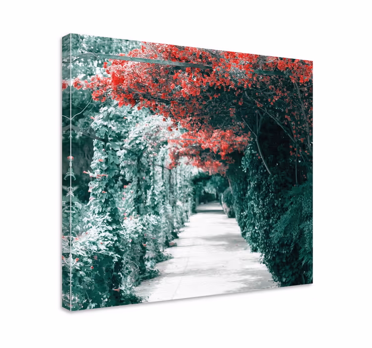 Dipinto fiori e piante sentiero floreale vibrante - TenStickers