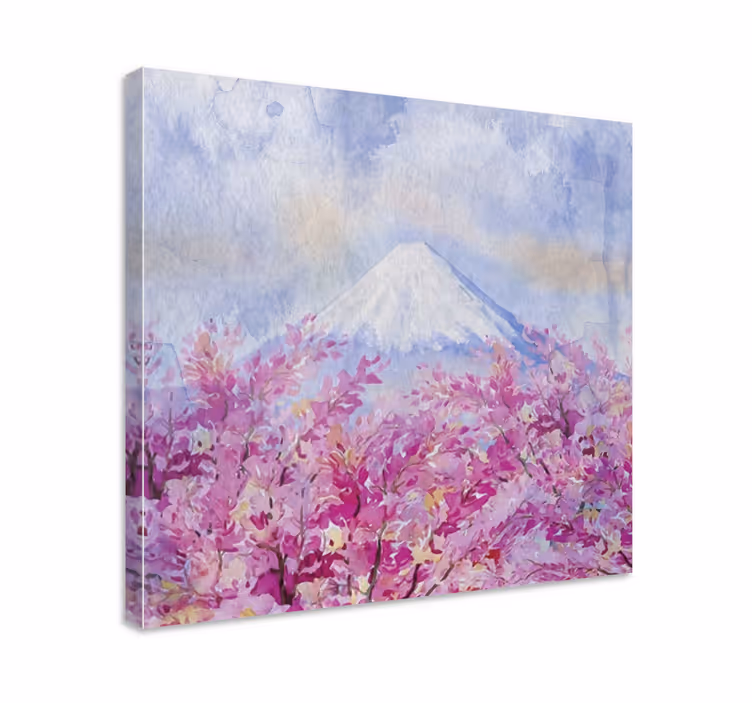 Dipinto fiori e piante montagna di fiori di ciliegio - TenStickers