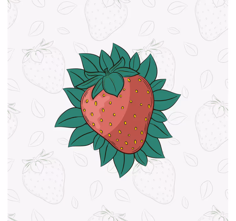 Dipinto frutta e natura morta fragola con foglie - TenStickers