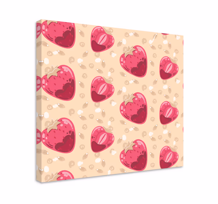 Dipinto frutta e natura morta motivo cuori di fragola - TenStickers