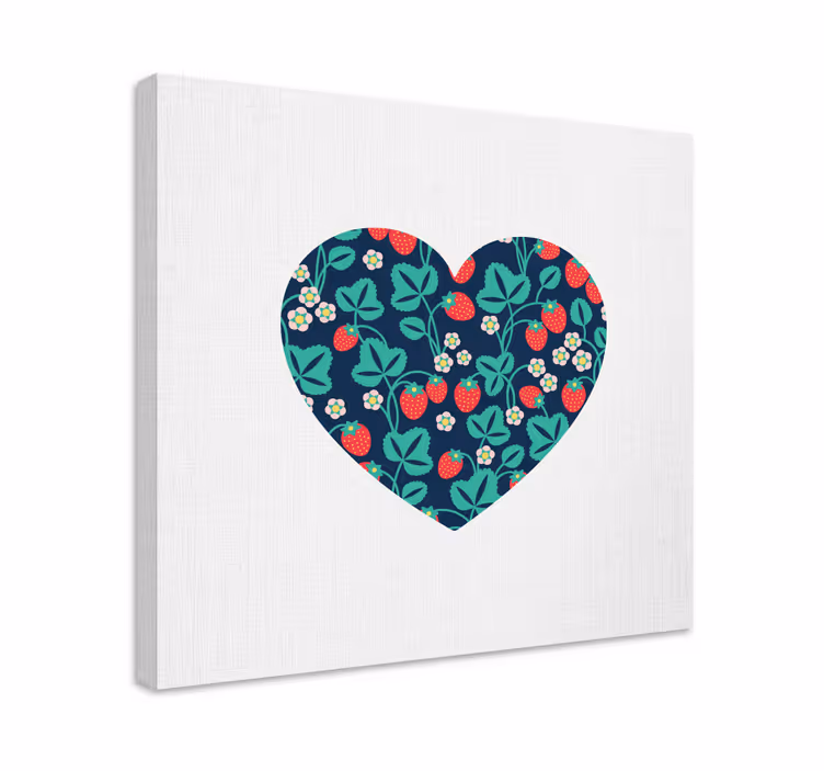 Dipinto fiori e piante motivo fragole a cuore - TenStickers
