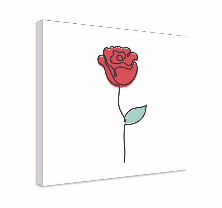 Dipinto fiori e piante rosa rossa elegante - TenStickers