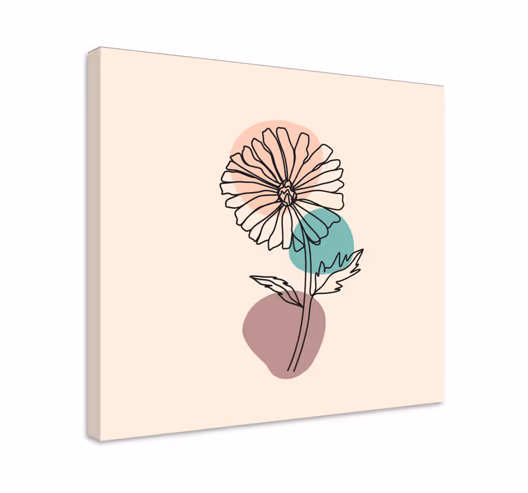 Dipinto fiori e piante contorno di fiore singolo - TenStickers