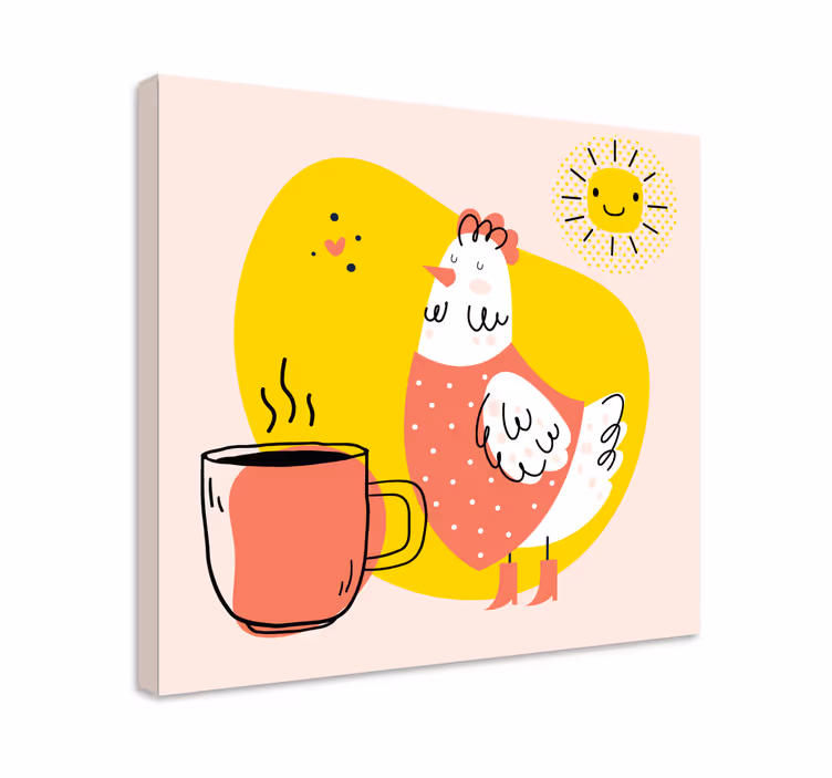 Quadro con animali e insetti mattina di gallina allegra - TenStickers