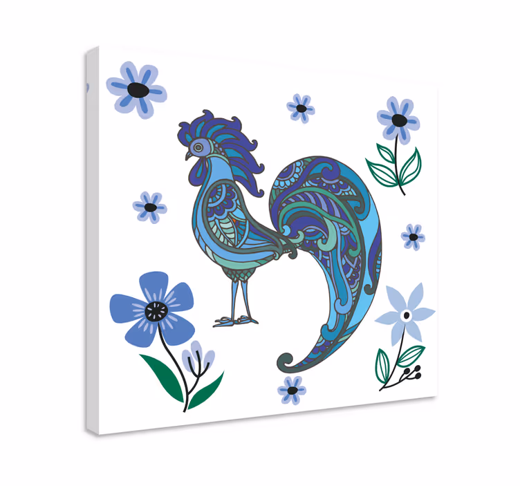 Quadro con animali e insetti scultura di gallo colorato - TenStickers