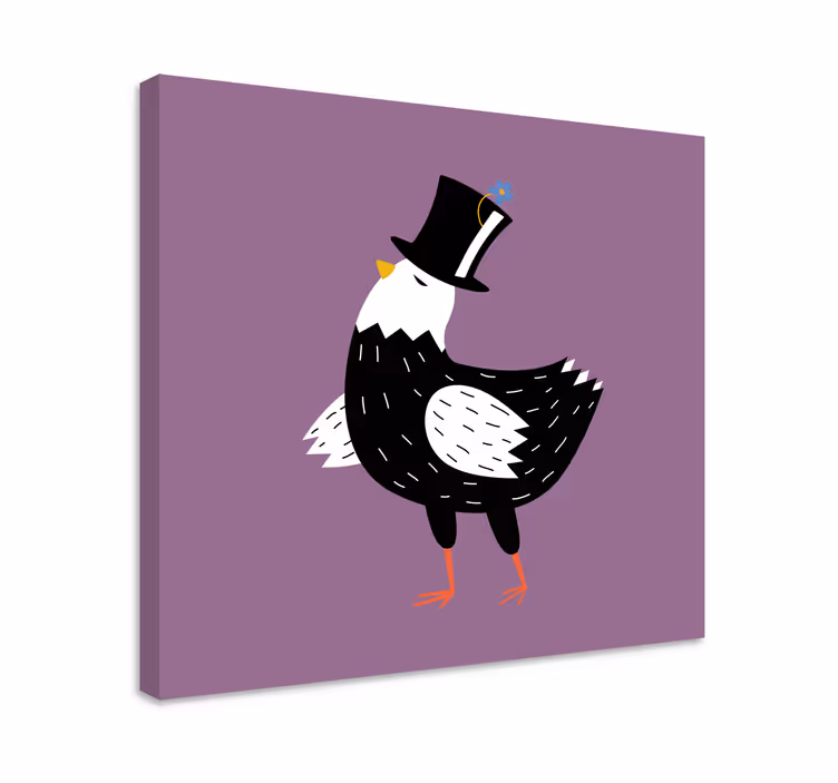 Quadro con uccelli uccello elegante con cappello - TenStickers