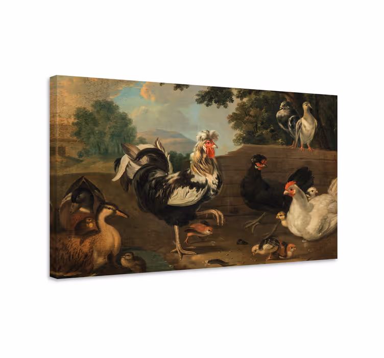 Quadro con uccelli galli da cortile in raduno - TenStickers