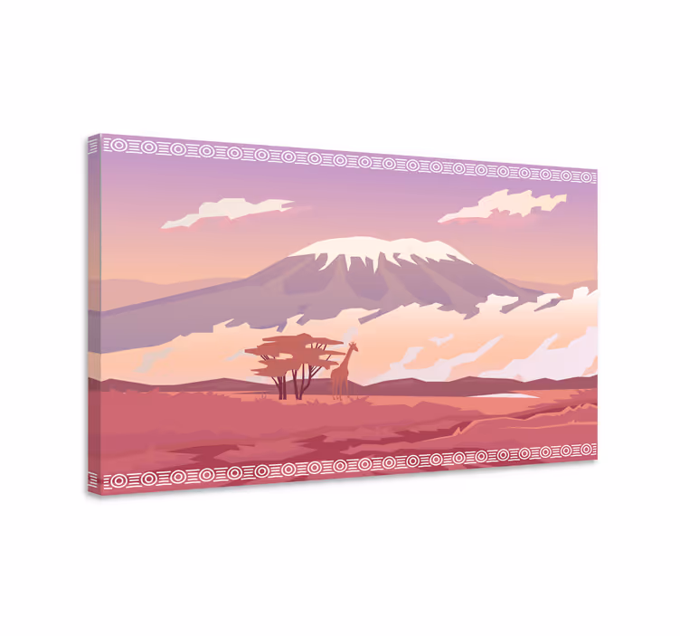 Quadro paesaggio vista montagna giraffe - TenStickers