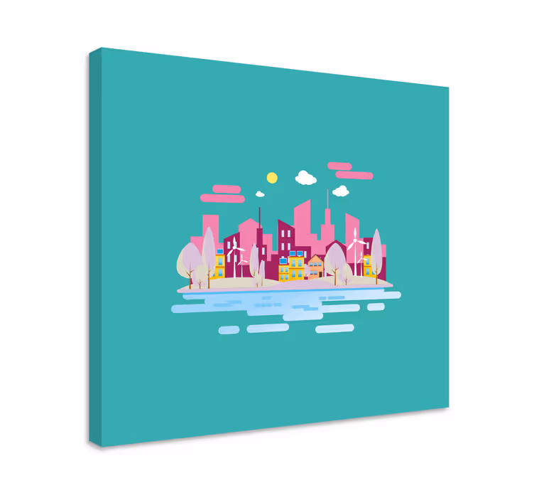 Quadro città e paesi paesaggio urbano vibrante - TenStickers