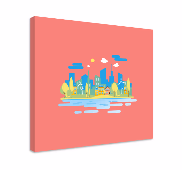 Quadro città e paesi paesaggio urbano moderno - TenStickers