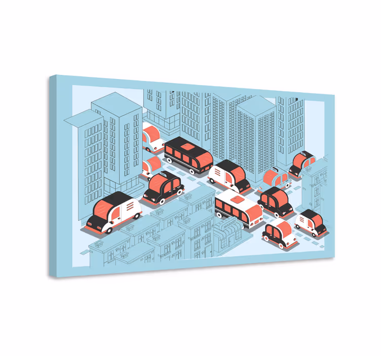 Quadro città e paesi scena di traffico urbano - TenStickers