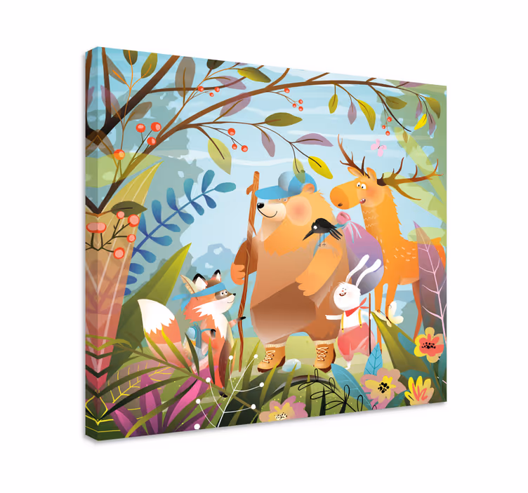 Quadro con animali e insetti amici della foresta avventura - TenStickers