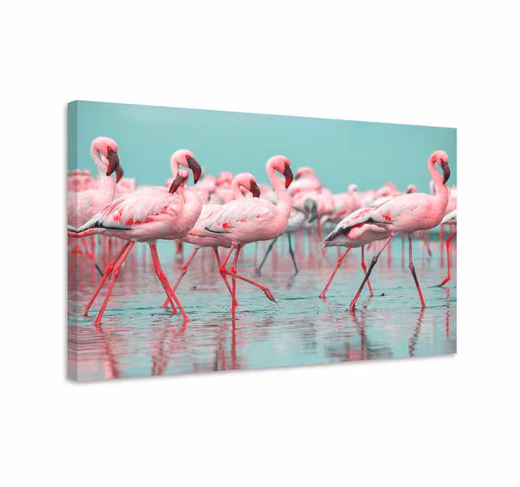 Quadro con animali e insetti raduno di fenicotteri - TenStickers
