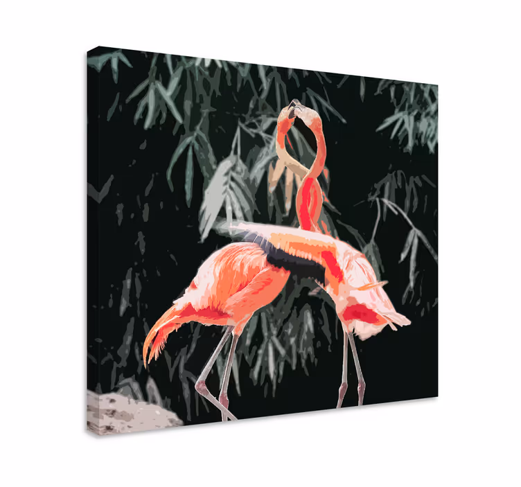 Quadro con uccelli coppia di fenicotteri - TenStickers