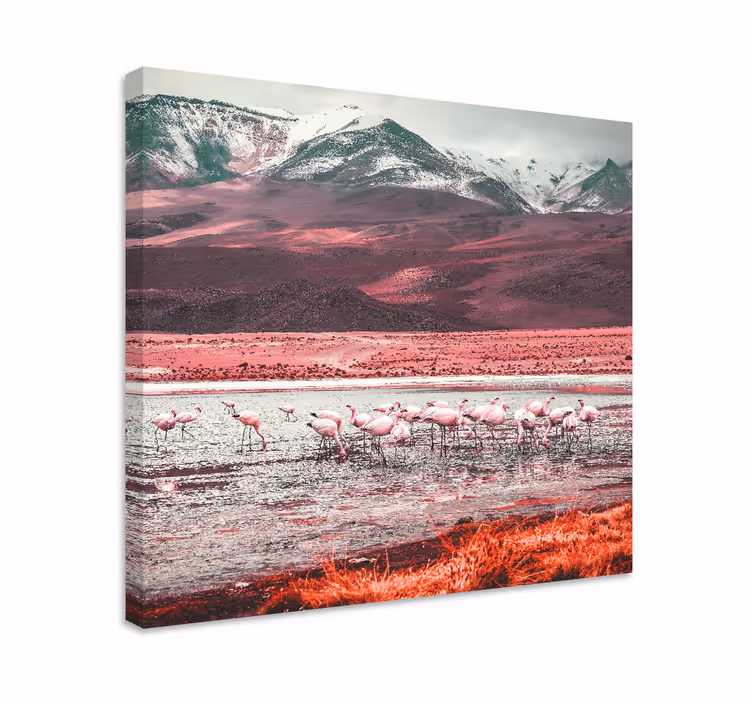 Quadro con uccelli fenicotteri vicino all'acqua - TenStickers