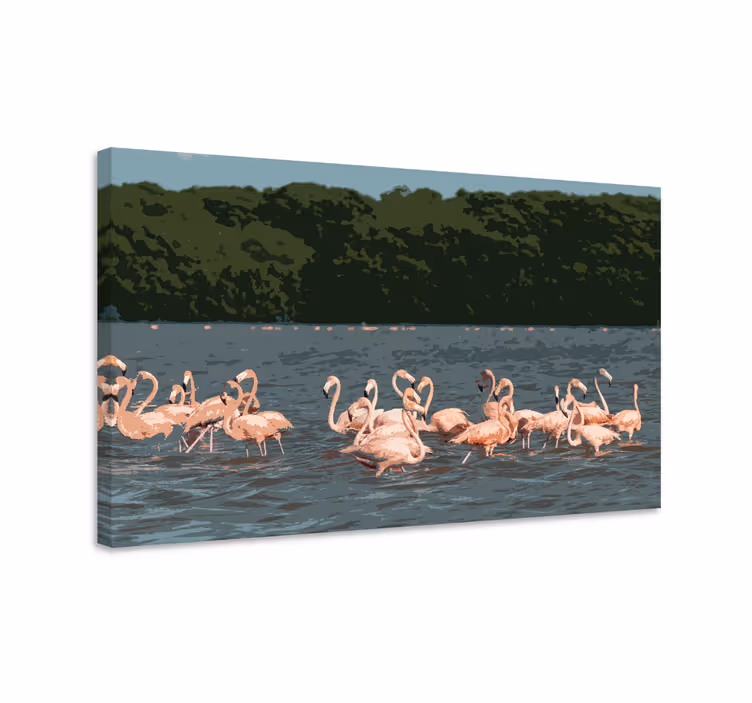 Quadro con uccelli formazione di fenicotteri - TenStickers