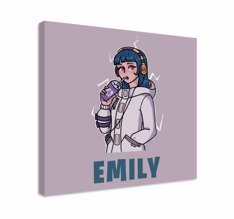 Dipinto persona ragazza con le cuffie con nome - TenStickers