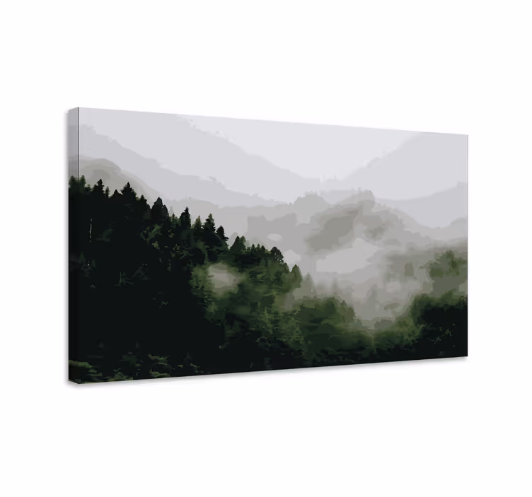Quadro paesaggio foresta montuosa nebbiosa - TenStickers